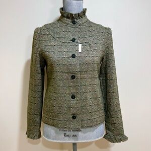 Nwt GEM Japan Tweed Frill Jacket Green